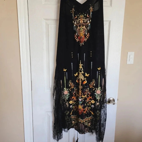 ❤️HOST PICK❤️ Camilla  Midi Lace Slip Dress Rebelle Black 100% Silk size S - Picture 9 of 16